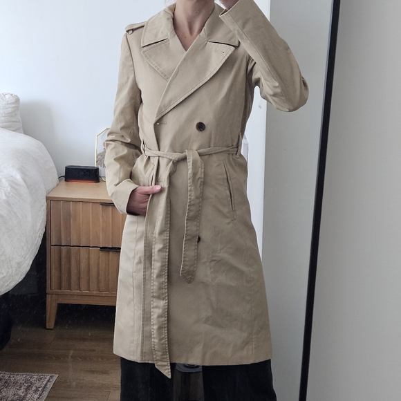 JCREW 2011 Icon Trench Coat Womens 0 6 Khaki Beige Water Repellent H5852 NEW - Picture 2 of 13